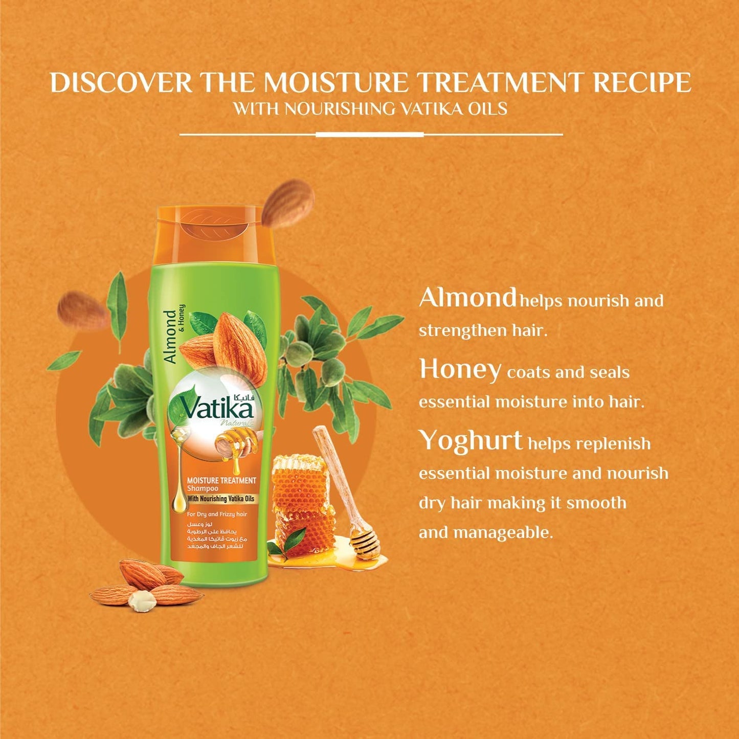 Vatika Almond & Honey Moture Treatment Hair Shampoo For Dry & Frizzy Hair 360ml