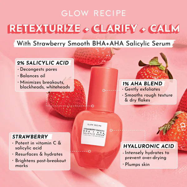 Glow Recipe Strawberry Smooth BHA + AHA Salicylic Acid Serum 30ml