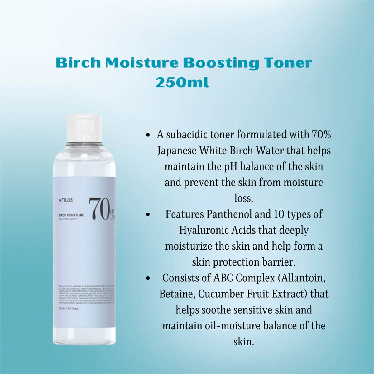 ANUA Birch 70 Moisture Boosting Toner 250ml
