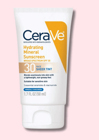 Cerave Hydrating Mineral Sunscreen SPF30 Face Sheer TINT 50ml